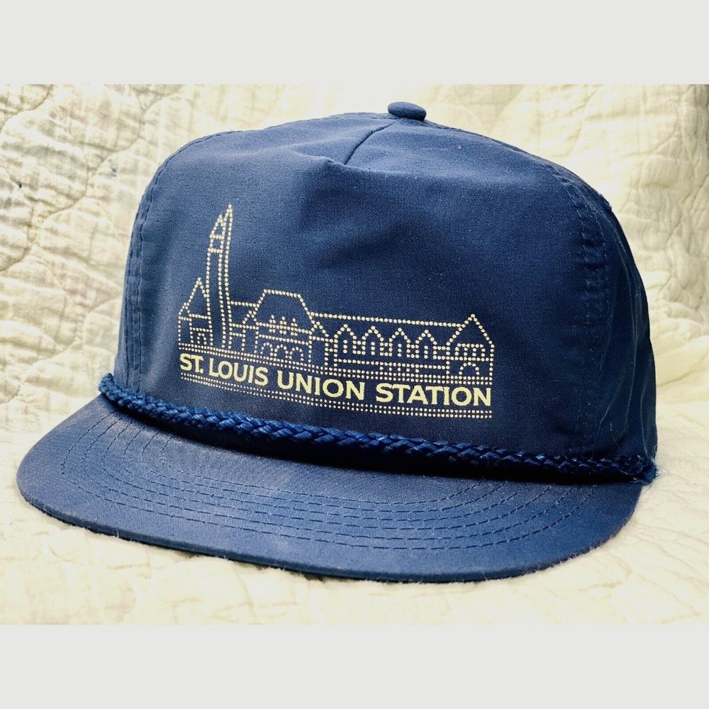 Vintage St. Louis Union Station 1980's Rope Train Logo Baseball Cap Snapback Hat